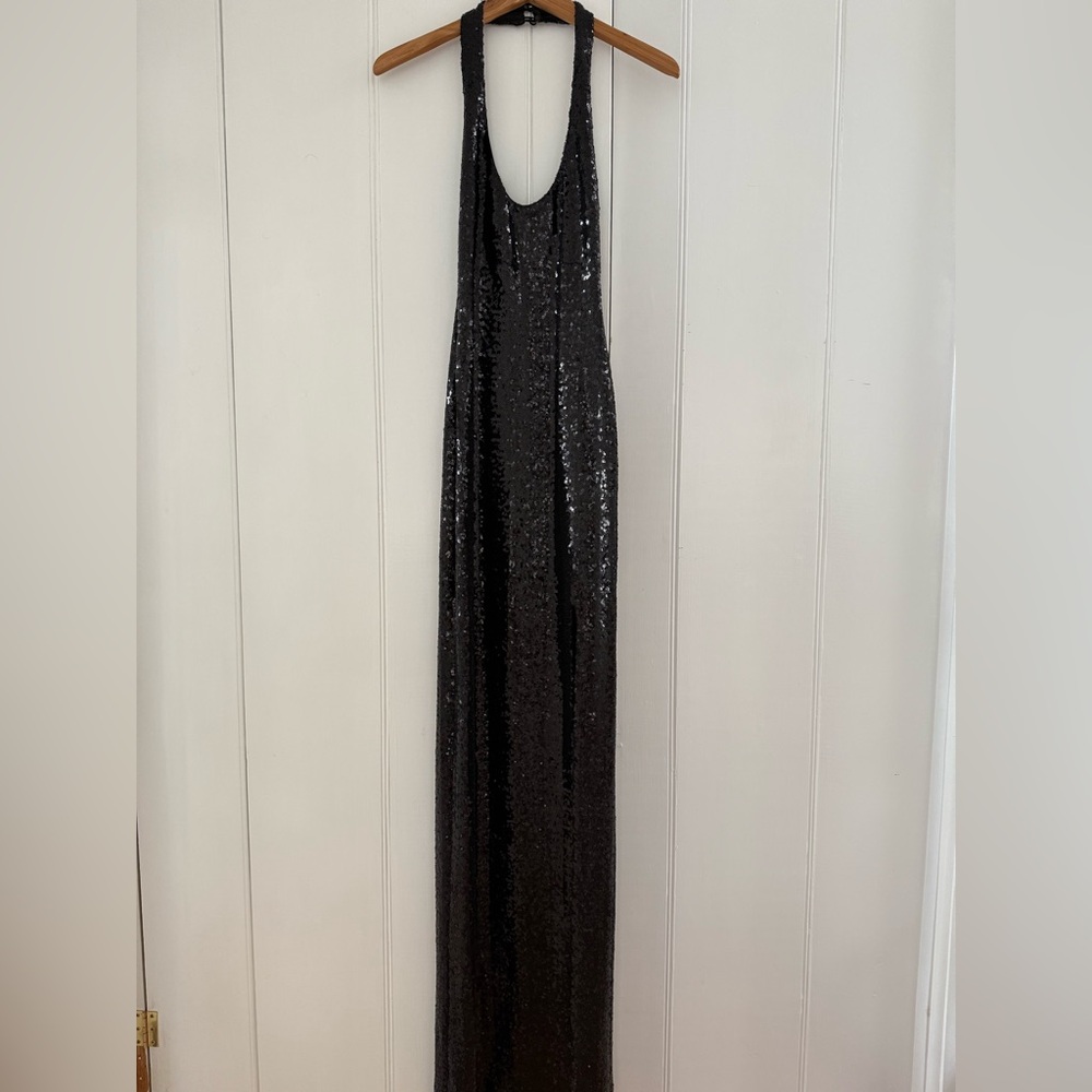 Nookie Black Sequin Backless Maxi Dress Smoulder Gown